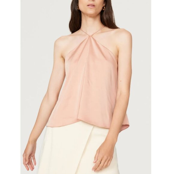 Obando Collective Size 2 Pink Elegant Satin Halter Top Silky Sleek Sexy Neutral - Picture 1 of 16